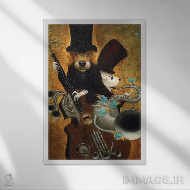 تابلو ضرباهنگ سگها (موسیقی) اثر بیل کارمن - نمای قابدار سفید