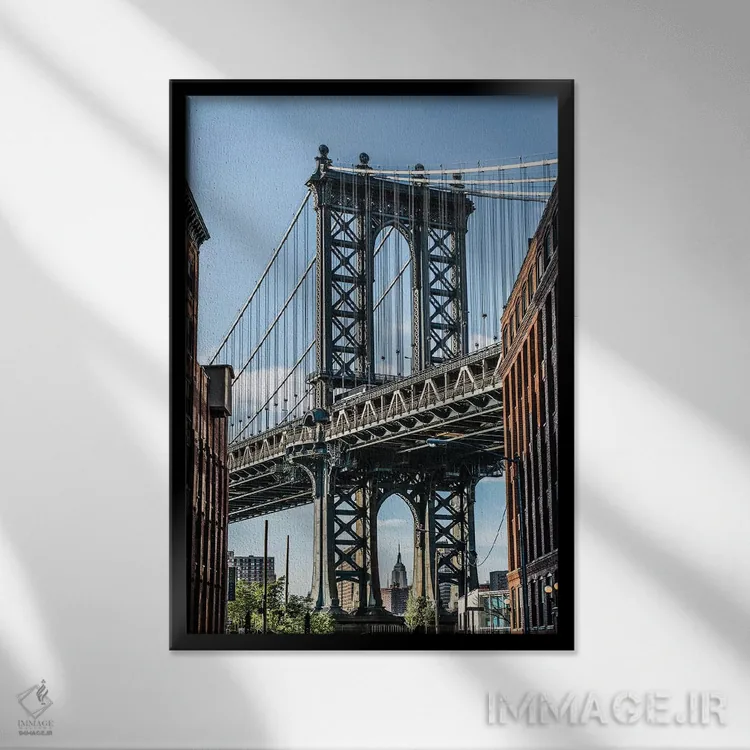 تابلو پل منهتن اثر عکاسی بیل کارسون - نمای قابدار مشکی