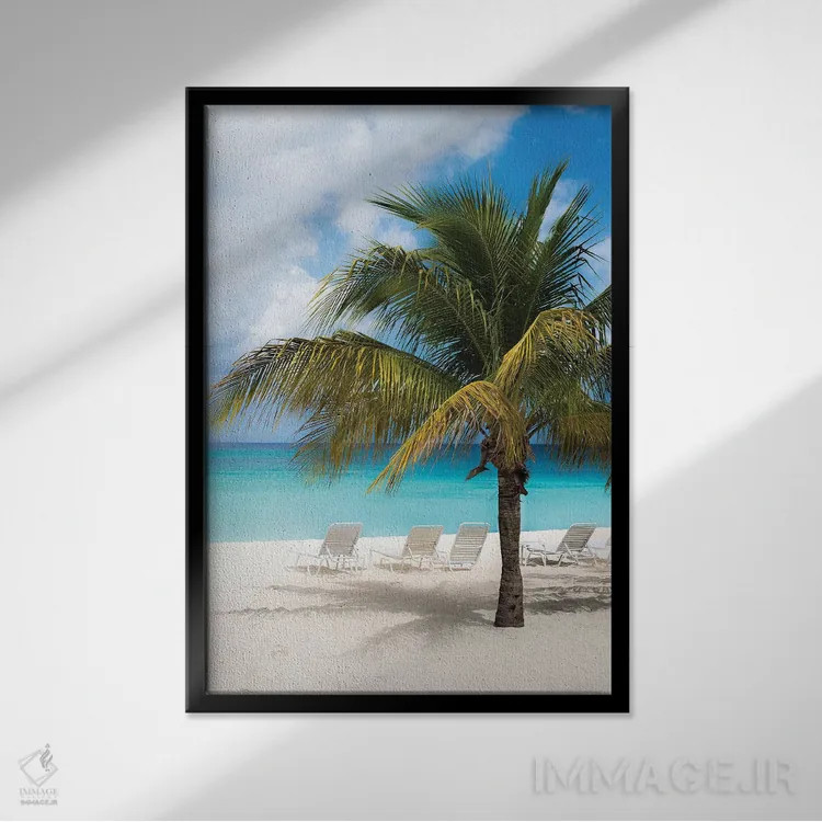 تابلو ساحل آرامشبخش اثر عکاسی بیل کارسون - نمای قابدار مشکی