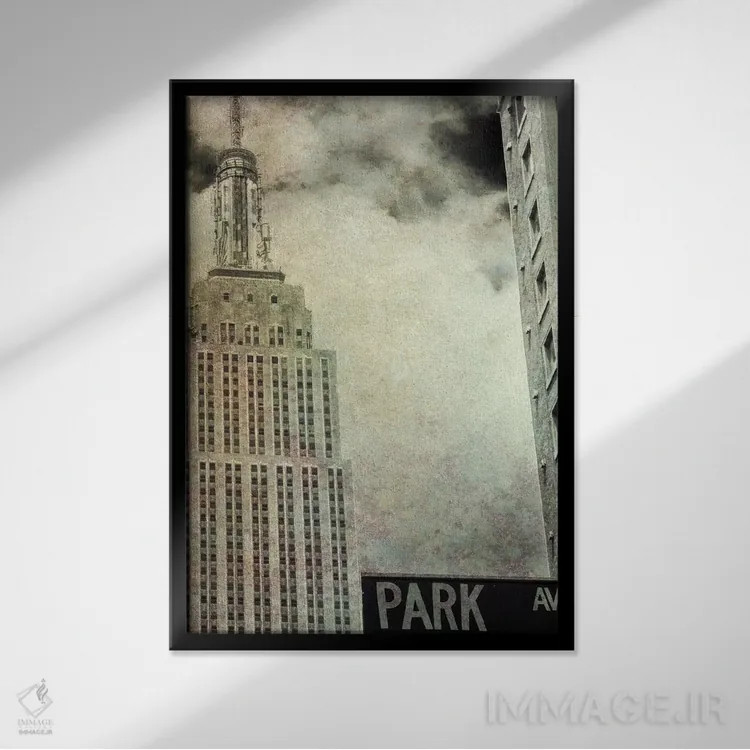 تابلو نمای خیابان پارک (سپیا) اثر عکاسی بیل کارسون - نمای قابدار مشکی