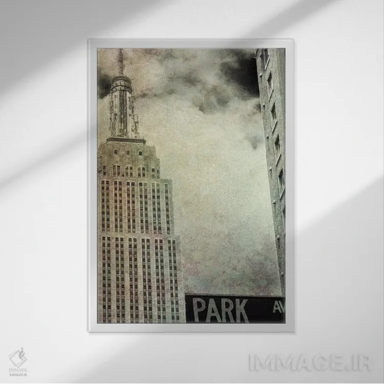 تابلو نمای خیابان پارک (سپیا) اثر عکاسی بیل کارسون - نمای قابدار سفید