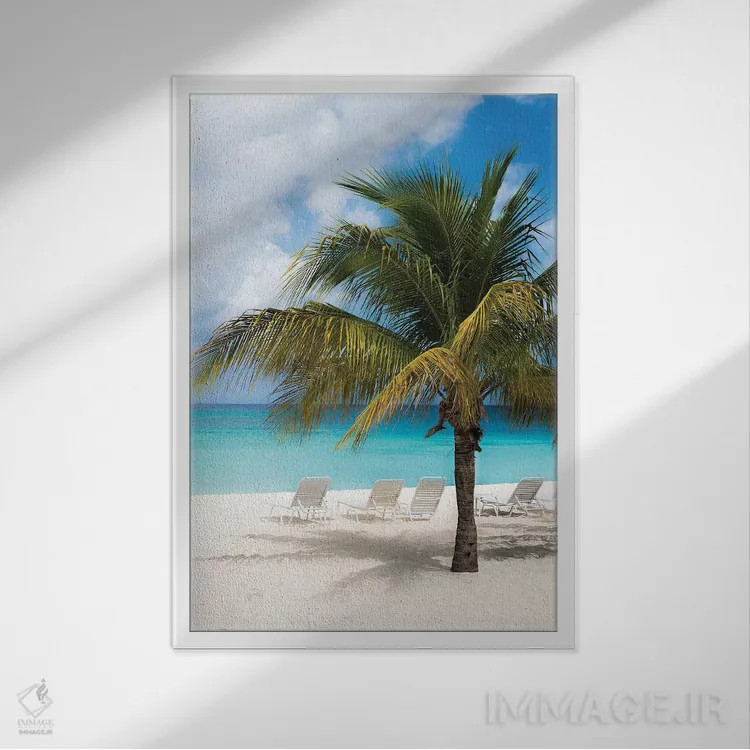 تابلو ساحل آرامشبخش اثر عکاسی بیل کارسون - نمای قابدار سفید