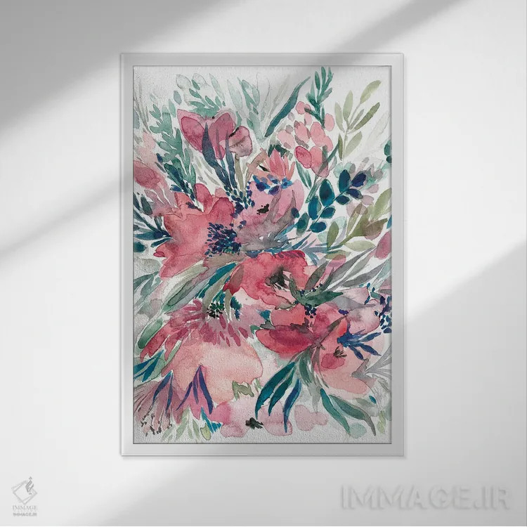 تابلو رقص گلها اثر آلبینا براتچِوا - نمای قابدار سفید