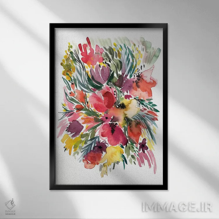 تابلو دستهگل گلها V اثر آلبینا براتچِوا - نمای قابدار مشکی