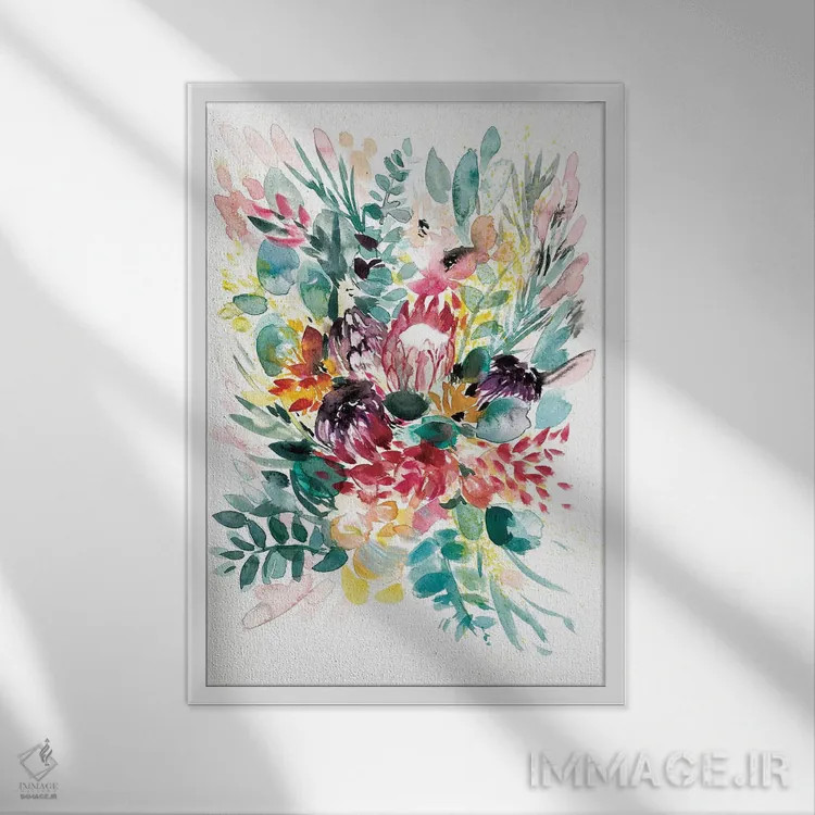 تابلو دستهگل I اثر آلبینا براتچِوا - نمای قابدار سفید