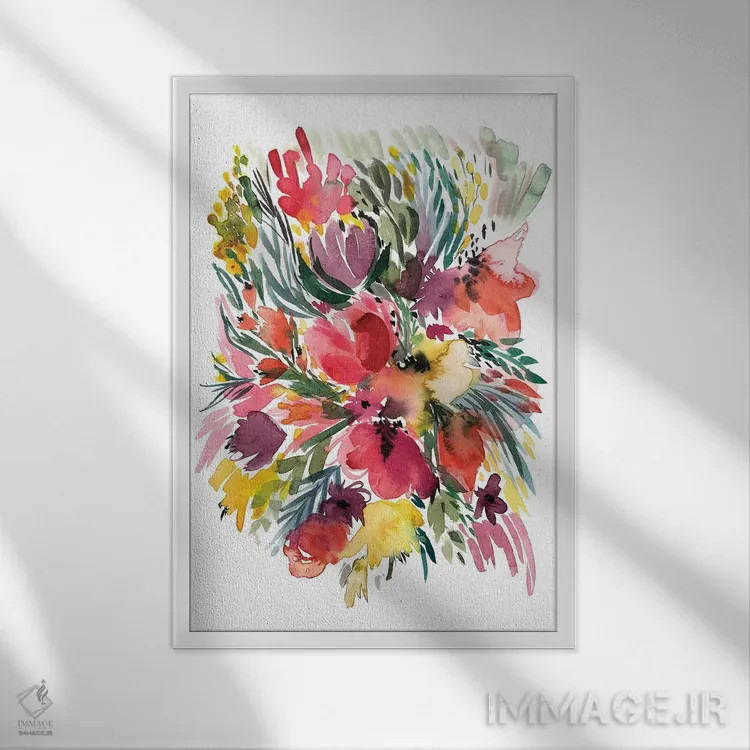 تابلو دستهگل گلها V اثر آلبینا براتچِوا - نمای قابدار سفید