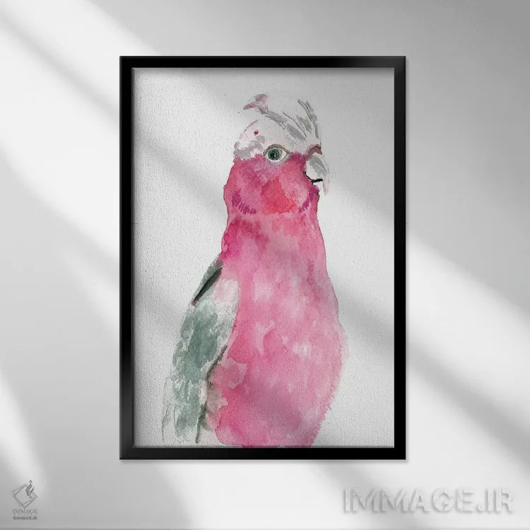 تابلو پرهای فوشیا اثر آلبینا براتچِوا - نمای قابدار مشکی