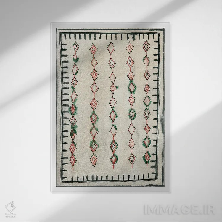 تابلو فرش مراکشی II اثر آلبینا براتچِوا - نمای قابدار سفید