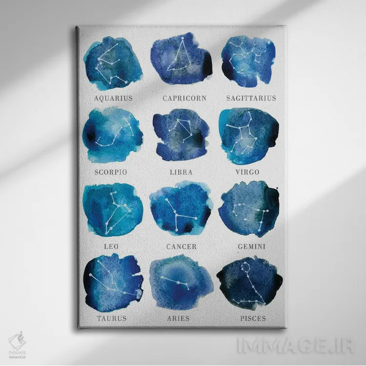 تابلو صور فلکی (زودیاک) اثر آلبینا براتچِوا - نمای روبهرو روی دیوار