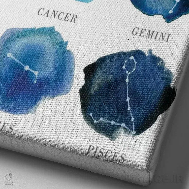 تابلو صور فلکی (زودیاک) اثر آلبینا براتچِوا - نمای نزدیک بافت بوم