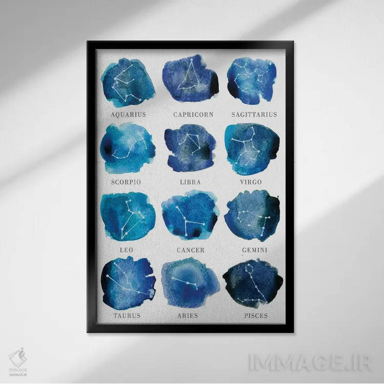 تابلو صور فلکی (زودیاک) اثر آلبینا براتچِوا - نمای قابدار مشکی