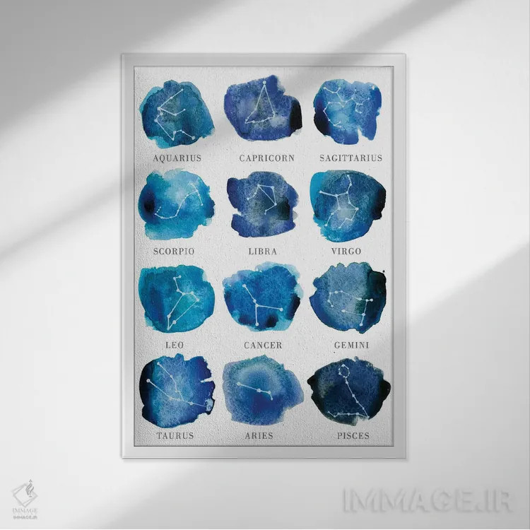 تابلو صور فلکی (زودیاک) اثر آلبینا براتچِوا - نمای قابدار سفید