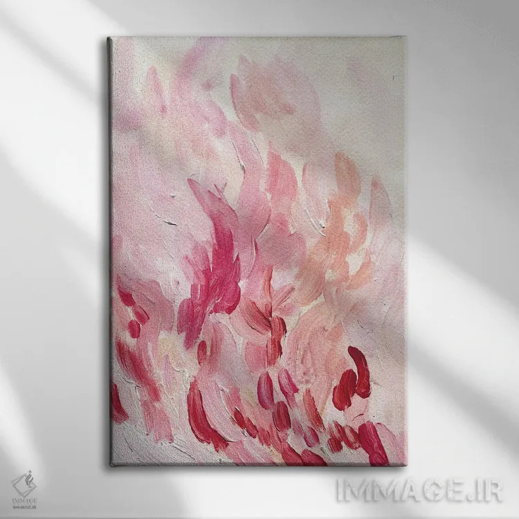 تابلو زیبا در صورتی اثر آلبینا براتچِوا - نمای روبهرو روی دیوار