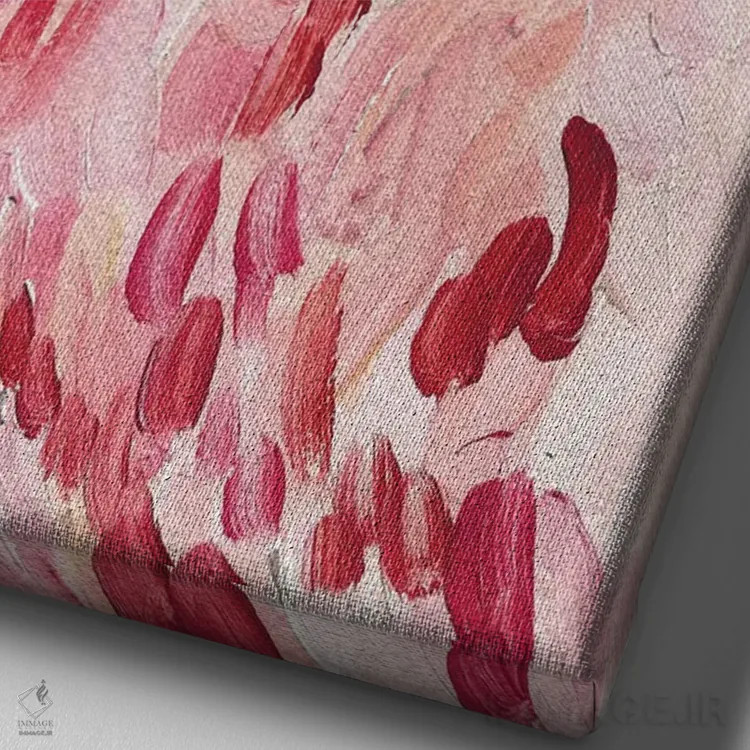تابلو زیبا در صورتی اثر آلبینا براتچِوا - نمای نزدیک بافت بوم