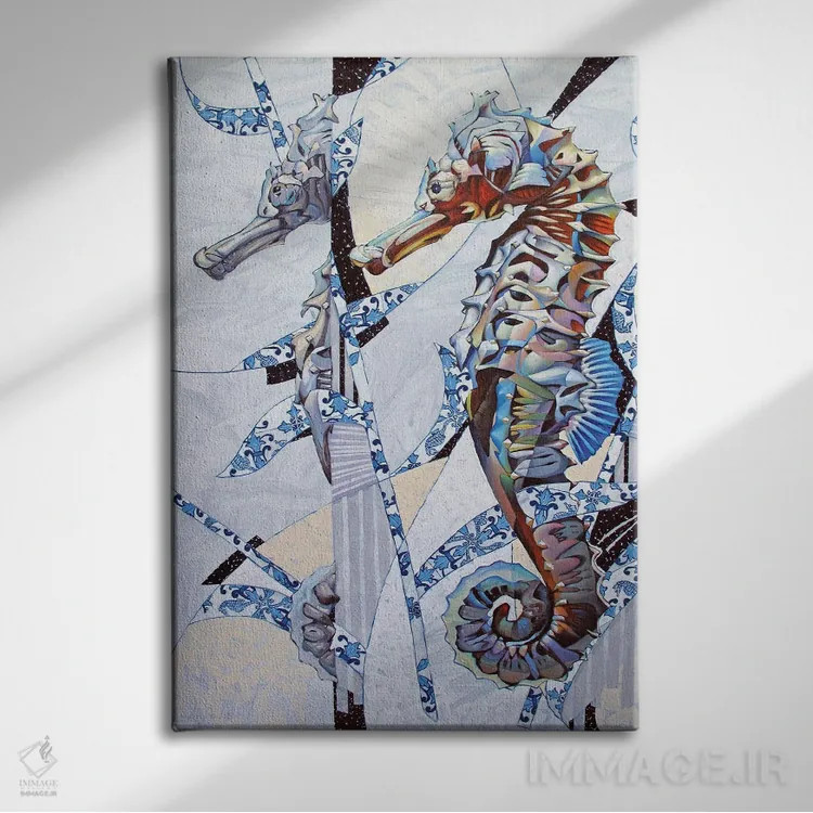 تابلو اسب دریایی (پرتغالی) اثر بوگدان دیده - نمای روبهرو روی دیوار