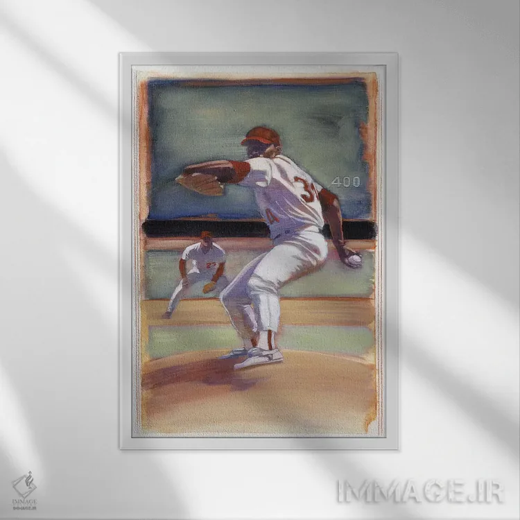 تابلو بیسبال I اثر بروس باور - نمای قابدار سفید