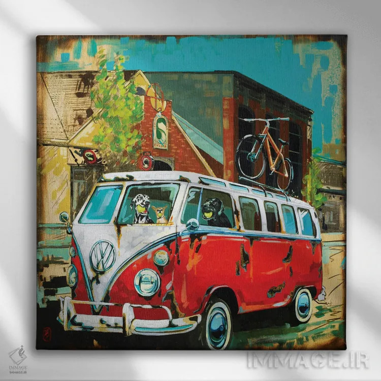 تابلو توپ و نوشیدنی سگها اثر بارتون دگراف - نمای روبهرو روی دیوار