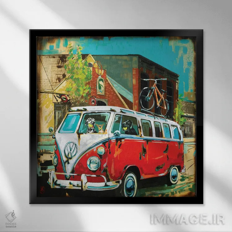 تابلو توپ و نوشیدنی سگها اثر بارتون دگراف - نمای قابدار مشکی