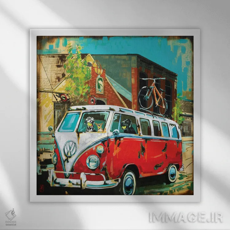 تابلو توپ و نوشیدنی سگها اثر بارتون دگراف - نمای قابدار سفید