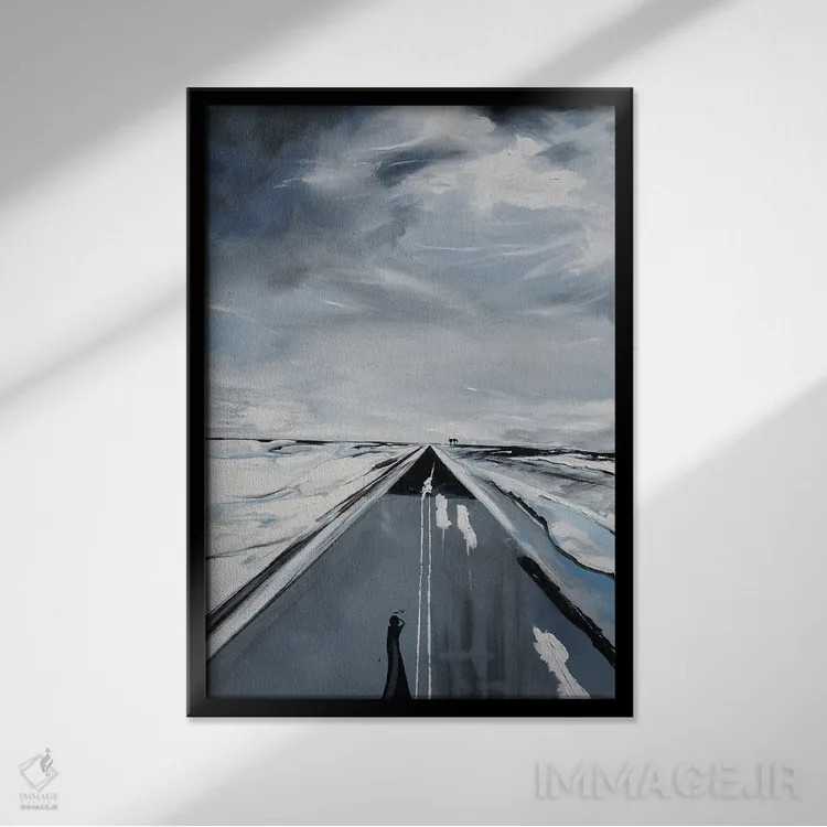 تابلو قدمزدن بر تپههای شنی اثر برایدی اوبرایان - نمای قابدار مشکی