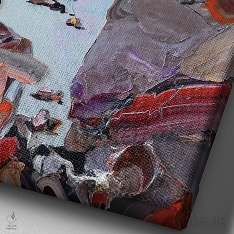 تابلو خلیج آتشها (تاسمانی) اثر برایدی اوبرایان - نمای نزدیک بافت بوم