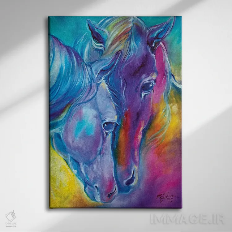 تابلو دنیایم را با روح عاشق اسبها رنگ بزن اثر مارسیا بالدویین - نمای روبهرو روی دیوار