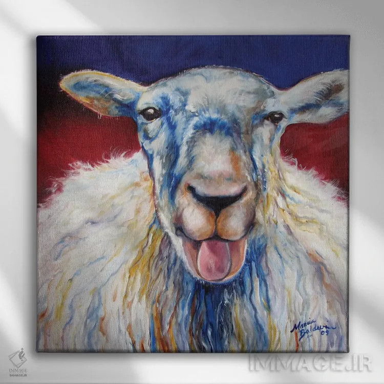 تابلو اوه بعبع ما (گوسفند) اثر مارسیا بالدویین - نمای روبهرو روی دیوار