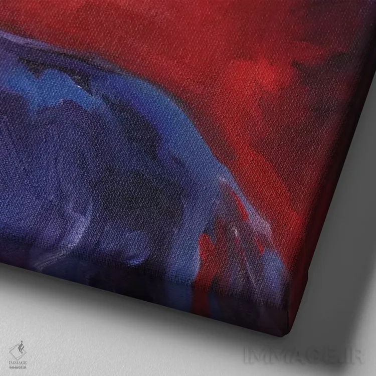 تابلو اسب نر سپیدهدم سرخ اثر مارسیا بالدویین - نمای نزدیک بافت بوم