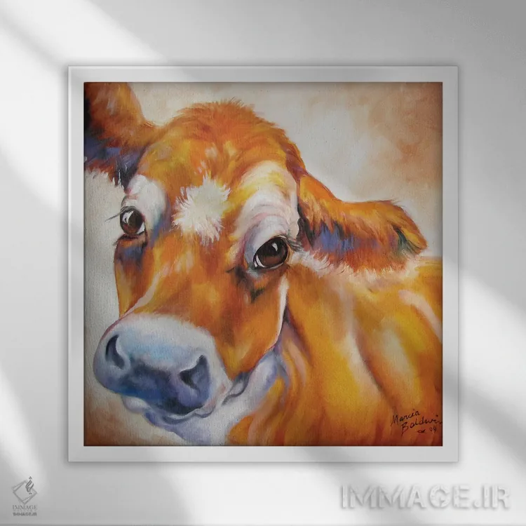تابلو سفارش گاو جرزی من اثر مارسیا بالدویین - نمای قابدار سفید