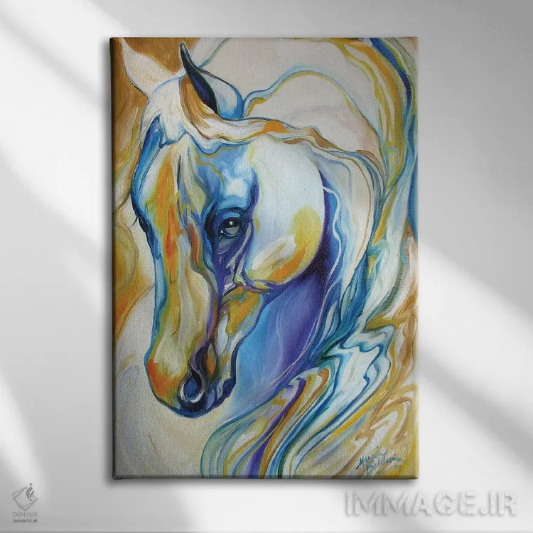 تابلو انتزاعی عربی اثر مارسیا بالدویین - نمای روبهرو روی دیوار