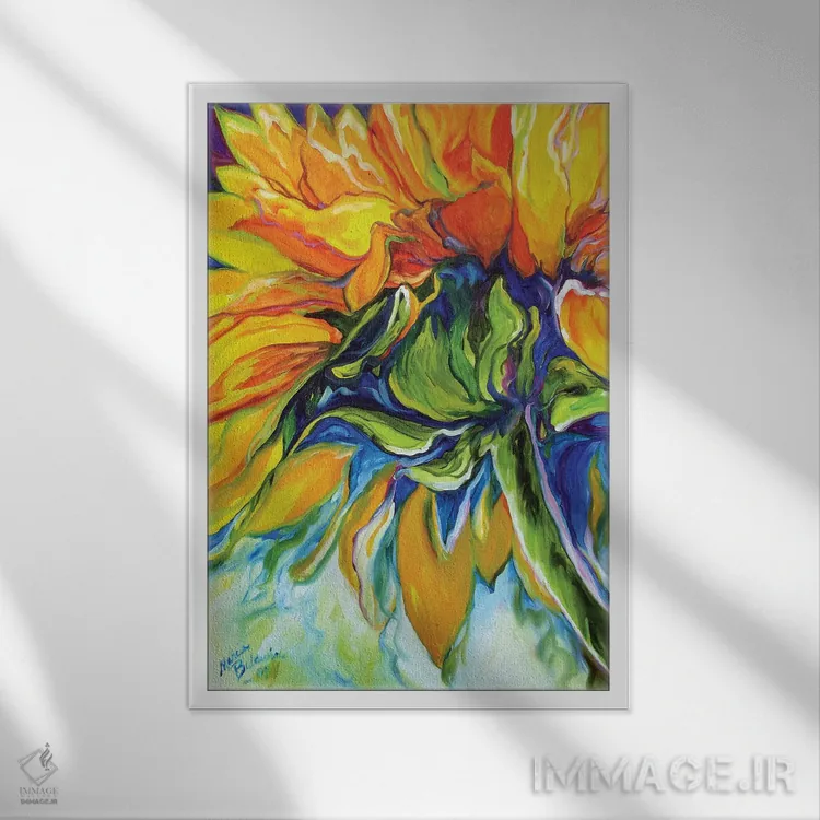 تابلو آفتابگردان در جولای اثر مارسیا بالدویین - نمای قابدار سفید