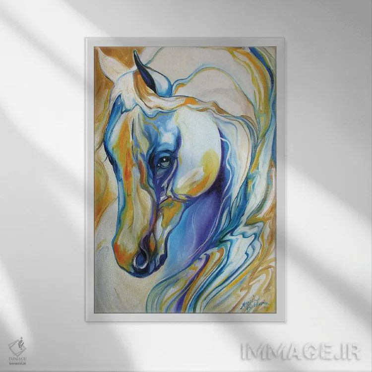 تابلو انتزاعی عربی اثر مارسیا بالدویین - نمای قابدار سفید