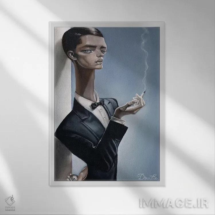 تابلو کشتن زمان اثر باب دوست - نمای قابدار سفید