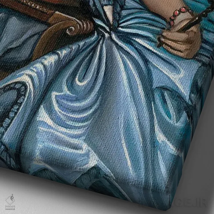 تابلو قلب آبی من اثر باب دوست - نمای نزدیک بافت بوم