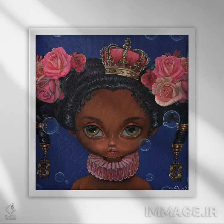 تابلو سیاه و آبی اثر باب دوست - نمای قابدار سفید