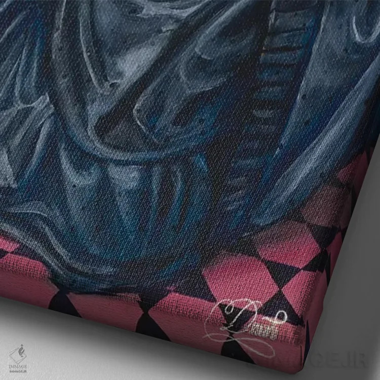 تابلو بانوی تاریک اثر باب دوست - نمای نزدیک بافت بوم