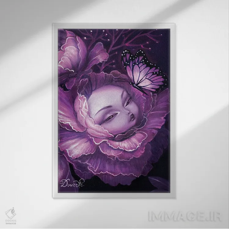 تابلو مه بنفش اثر باب دوست - نمای قابدار سفید