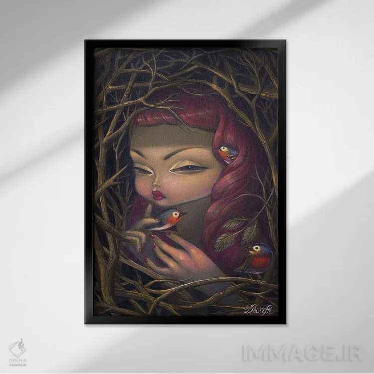 تابلو به دل جنگل اثر باب دوست - نمای قابدار مشکی