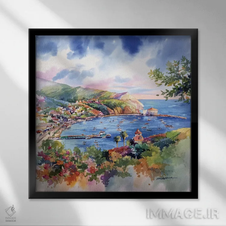 تابلو آوالون کاتالینا (جزایر آمریکا) اثر بیل درایزدیل - نمای قابدار مشکی