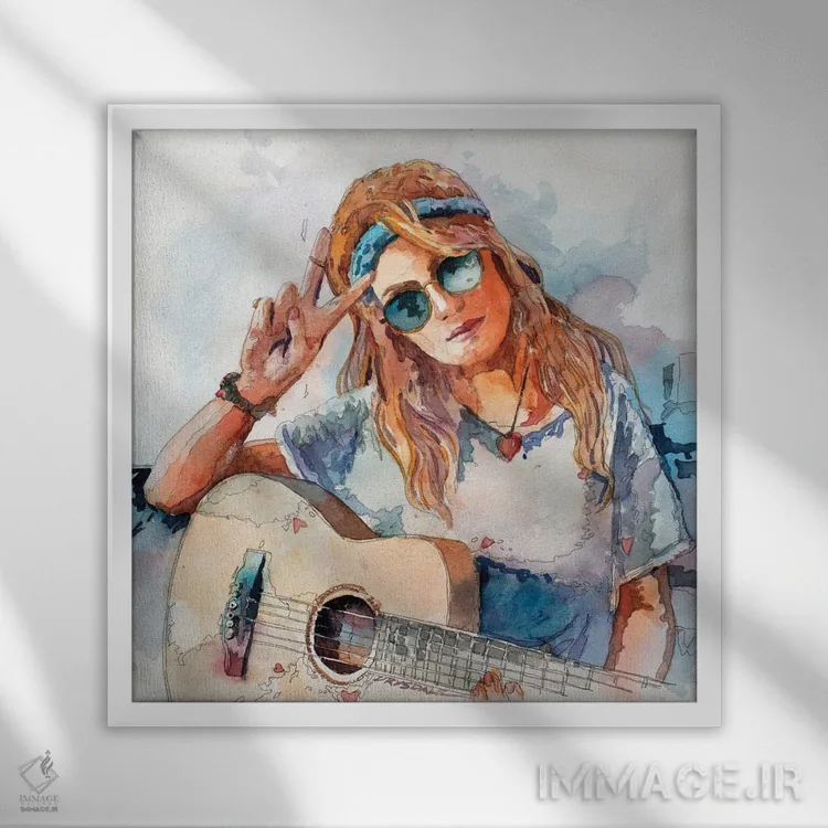 تابلو فرزند گل (جنبش هیپی) اثر بیل درایزدیل - نمای قابدار سفید