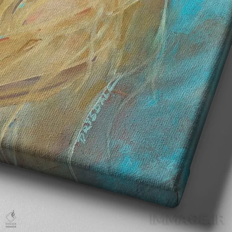 تابلو دختر هیپی بلوند اثر بیل درایزدیل - نمای نزدیک بافت بوم