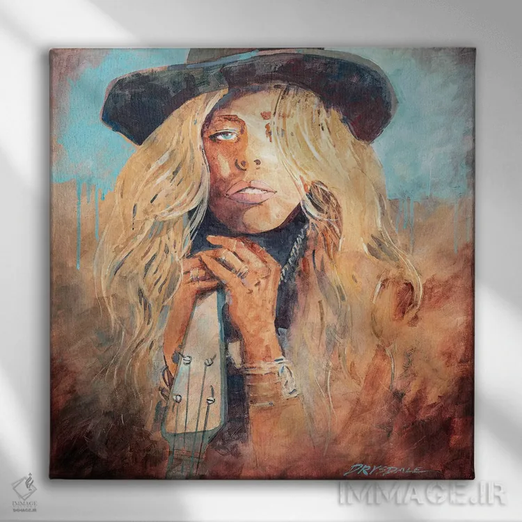 تابلو زن کانتری (هونکی تانک) اثر بیل درایزدیل - نمای روبهرو روی دیوار