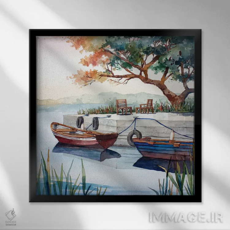 تابلو صبح در کوه کَشل اثر بیل درایزدیل - نمای قابدار مشکی