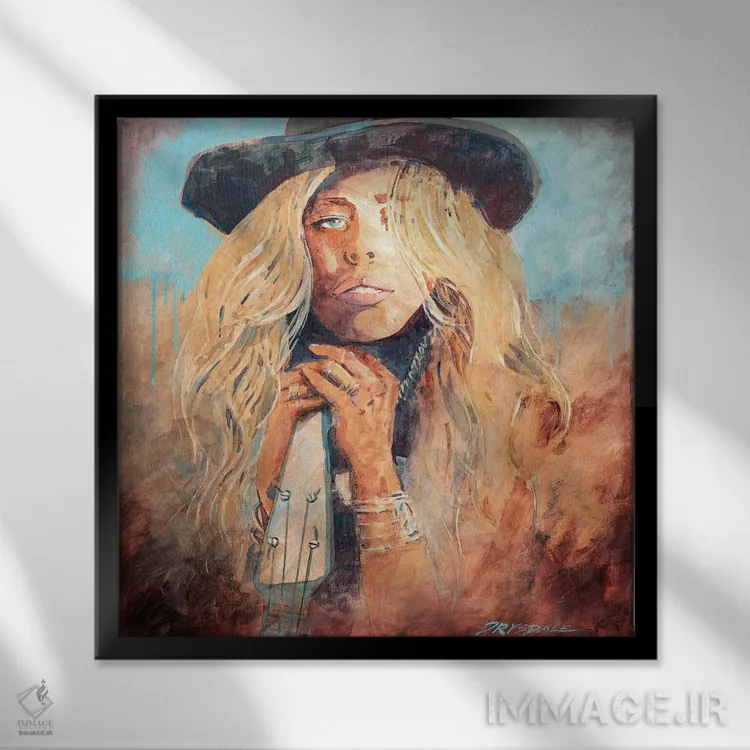 تابلو زن کانتری (هونکی تانک) اثر بیل درایزدیل - نمای قابدار مشکی