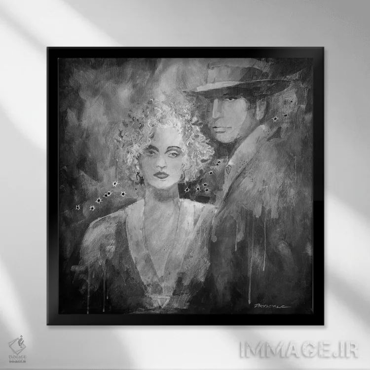 تابلو ازدواج با مافیا (سیاه و سفید) اثر بیل درایزدیل - نمای قابدار مشکی
