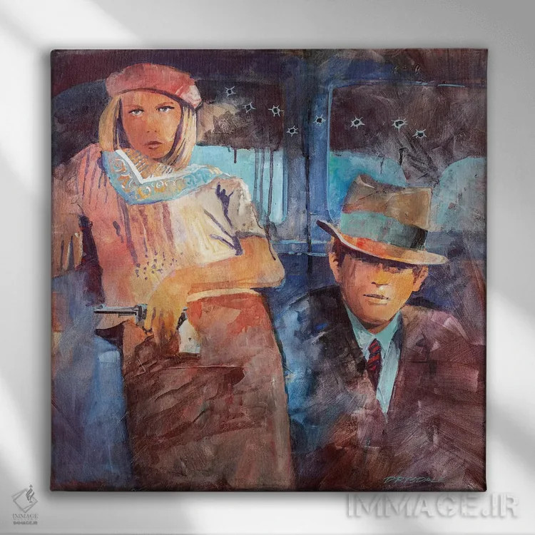 تابلو بونی و کلاید اثر بیل درایزدیل - نمای روبهرو روی دیوار