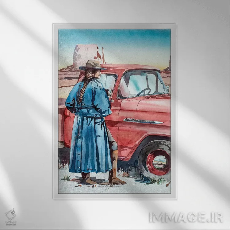 تابلو قرمز قدیمی اثر بیل درایزدیل - نمای قابدار سفید