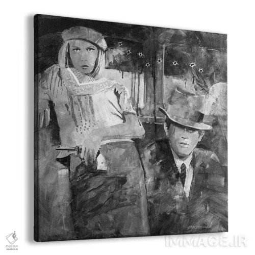 تابلو بونی و کلاید (سیاه و سفید) اثر بیل درایزدیل - نمای پرسپکتیو محصول