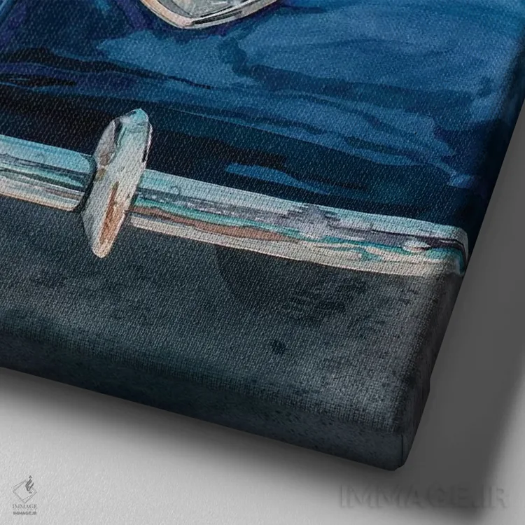 تابلو وودی موجسواری (خودرو چوبی) اثر بیل درایزدیل - نمای نزدیک بافت بوم