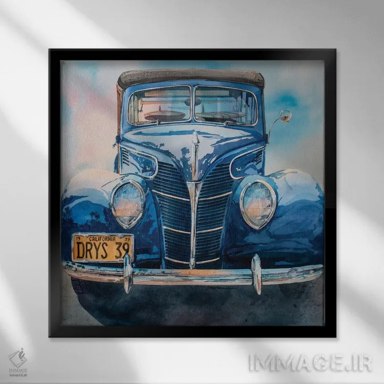 تابلو وودی موجسواری (خودرو چوبی) اثر بیل درایزدیل - نمای قابدار مشکی